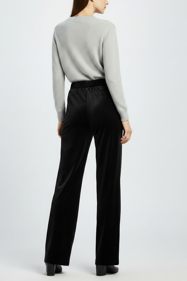 Pantalon Velours Noir Ample Femme Décontracté Élégant - vue 2