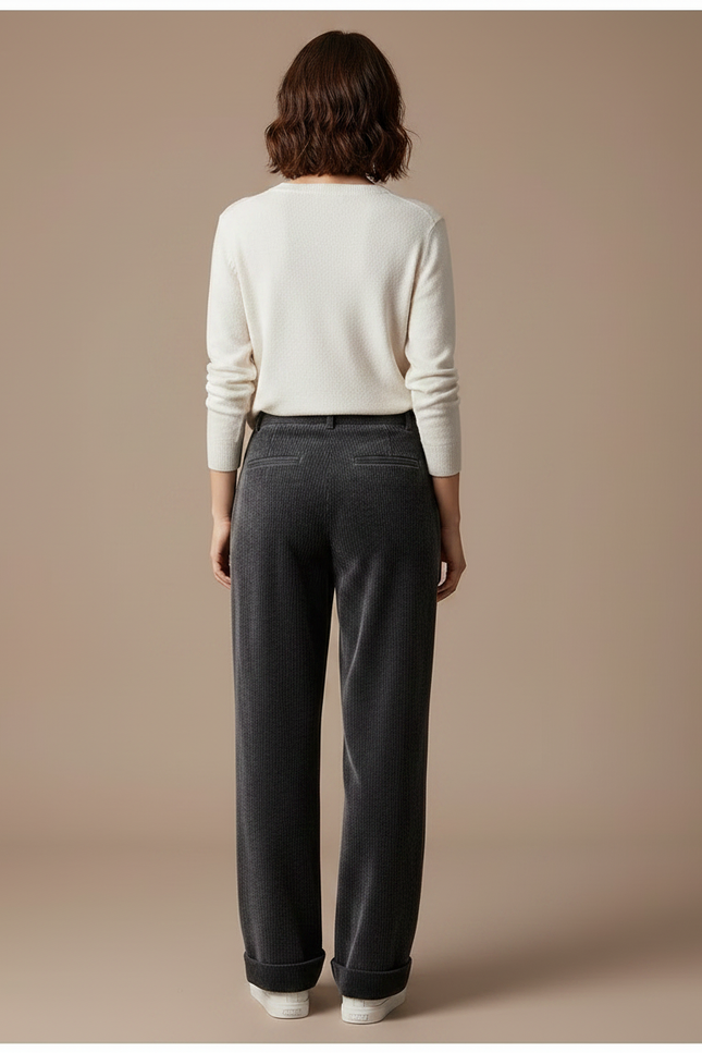 Pantalon Velours Femme Gris Pince - Cordé - vue 2