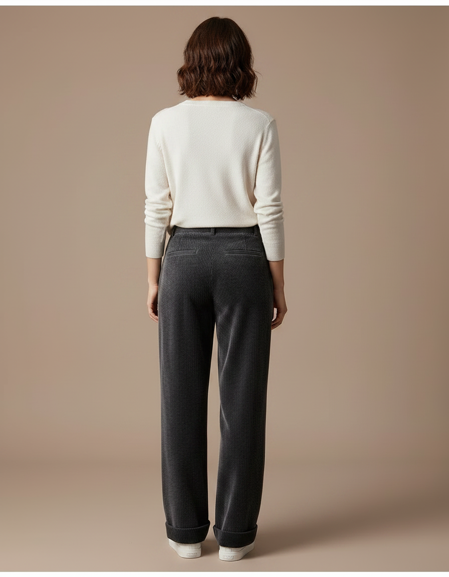 Pantalon Velours Femme Gris Pince - Cordé - vue 2