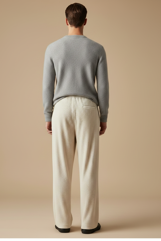 Pantalon Velours Côtelé Ecru - Beige - vue 2