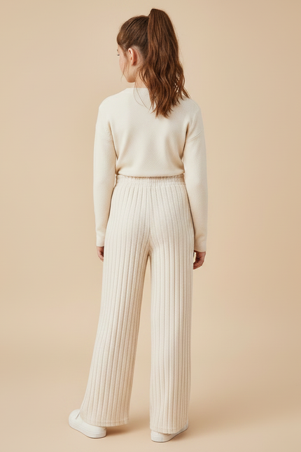 Pantalon Velours Fille Beige Large - Cordé - vue 2