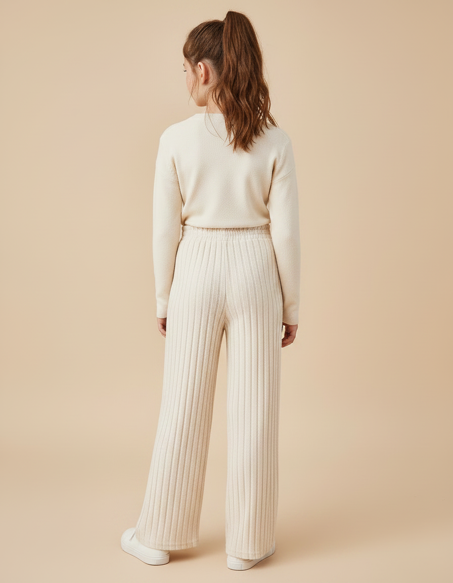 Pantalon Velours Fille Beige Large - Cordé - vue 2