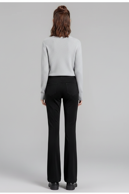 Pantalon Velours Noir Évasé Taille Haute Femme - vue 2