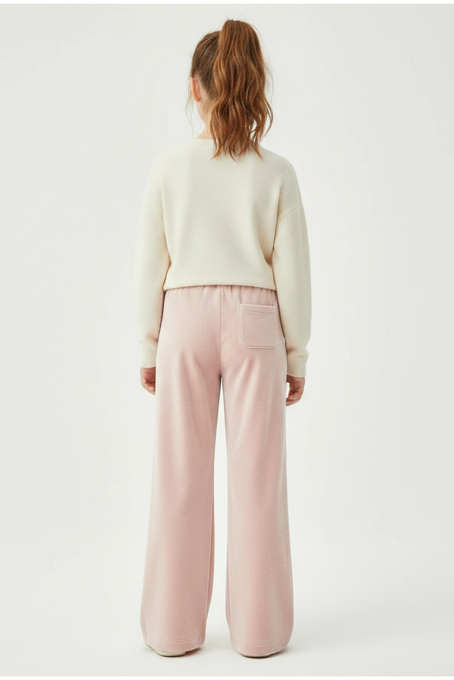 Pantalon Velours Rose Doux Large Confortable Fille - vue 2
