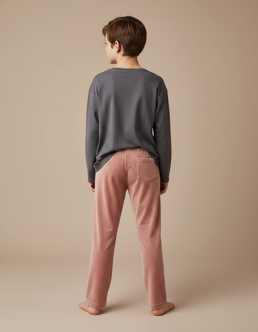 Pantalon Velours Rose Doux Enfant Confortable - vue 2