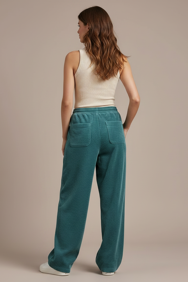 Pantalon Velours Cotelé Vert Femme - Cordé - vue 2