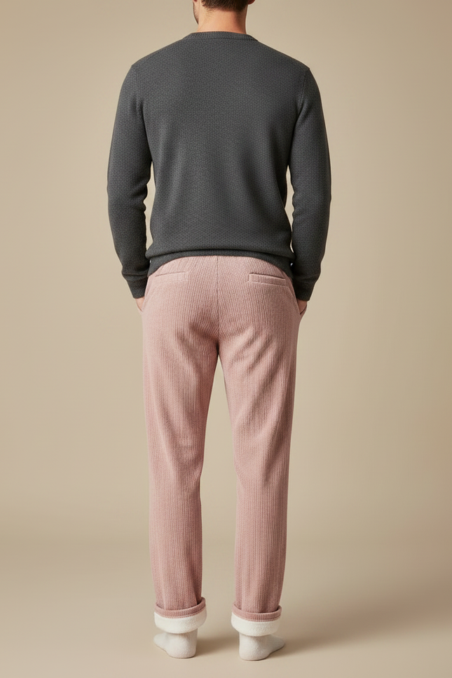 Pantalon Velours Côtelé Rose Droit Confortable Homme - Cordé - vue 2