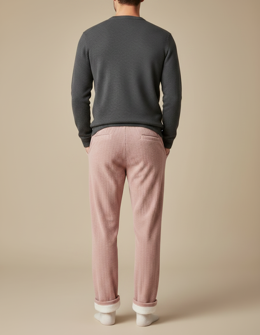 Pantalon Velours Côtelé Rose Droit Confortable Homme - Cordé - vue 2