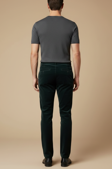 Pantalon Velours Vert Émeraude Droit Homme Élégant - vue 2