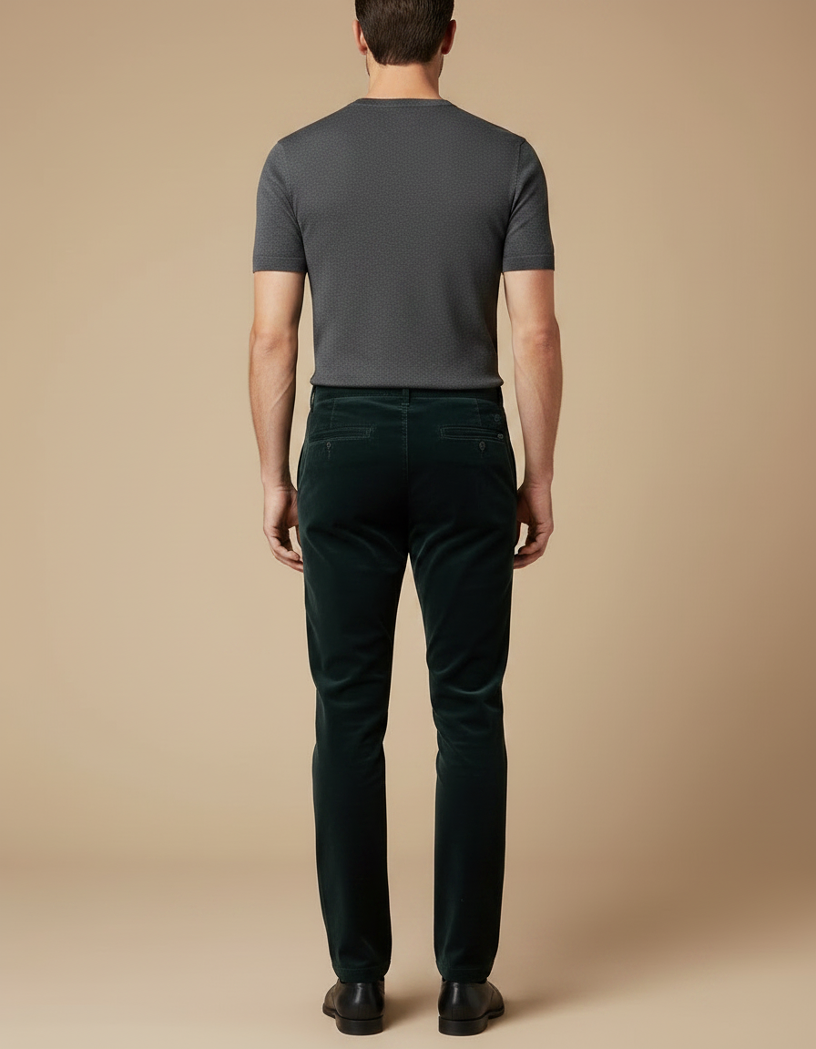 Pantalon Velours Vert Émeraude Droit Homme Élégant - vue 2