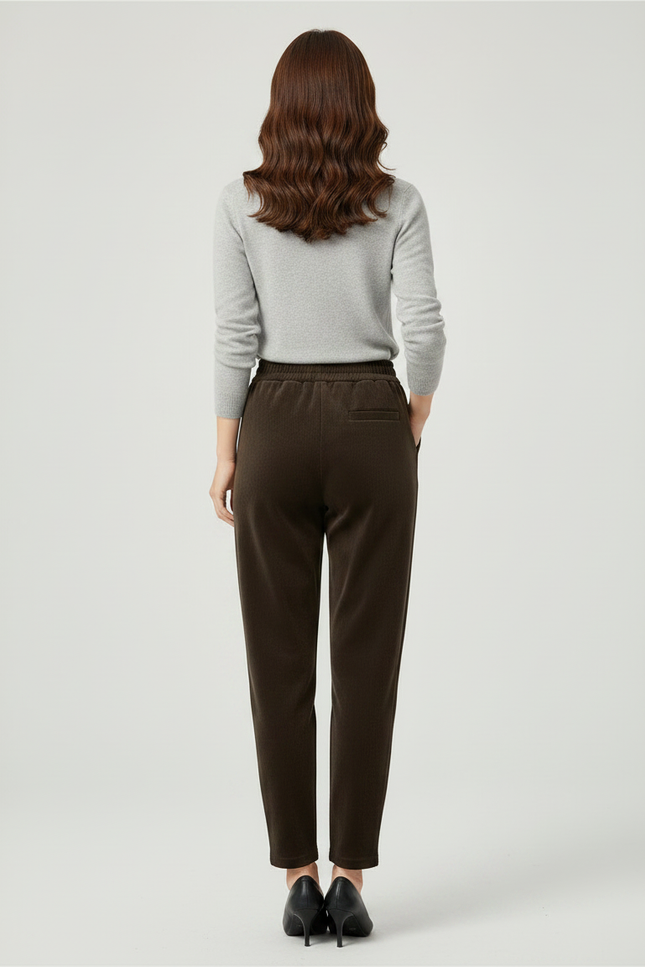 Pantalon Velours Marron Chaud Taille Haute Harem - vue 2