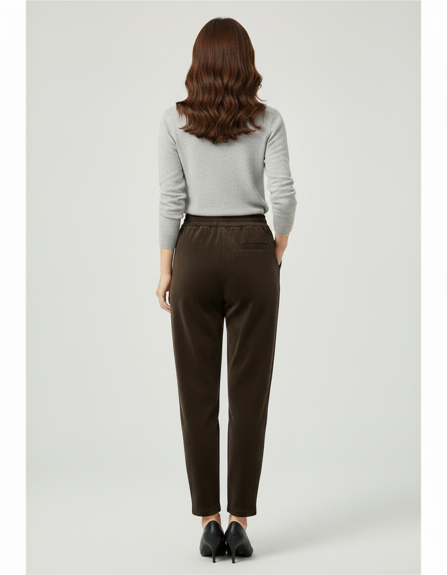 Pantalon Velours Marron Chaud Taille Haute Harem - vue 2