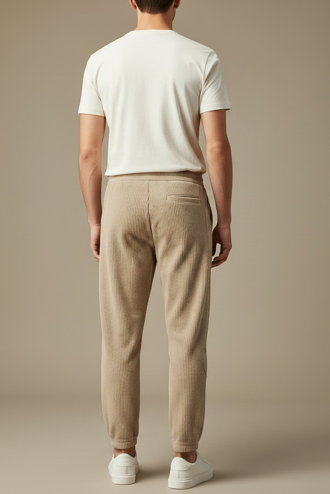 Pantalon Velours Côtelé Beige Décontracté Homme Ample - Cordé - vue 2