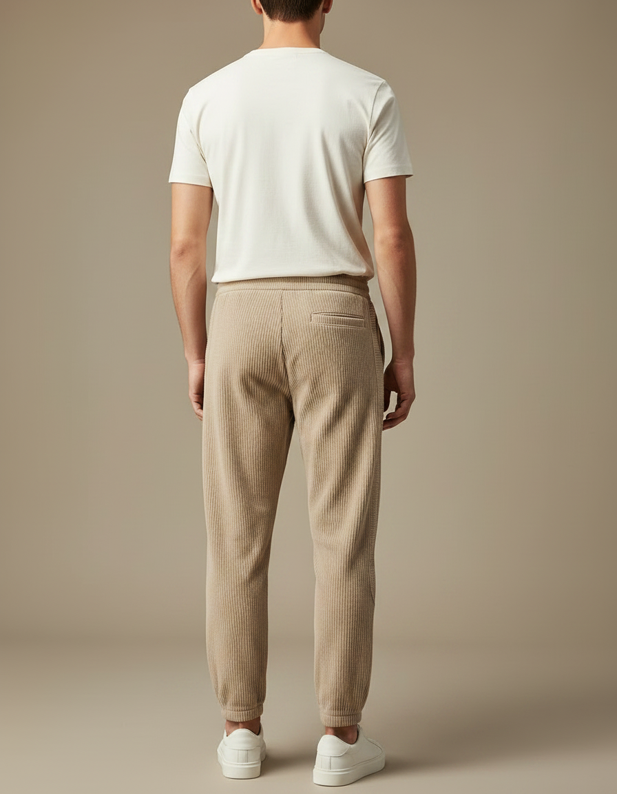 Pantalon Velours Côtelé Beige Décontracté Homme Ample - Cordé - vue 2