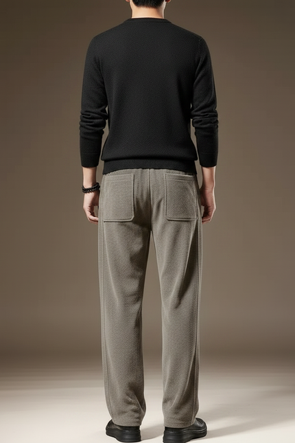 Pantalon Velours Homme Gris Décontracté Ample Chaud - Kaki - vue 2