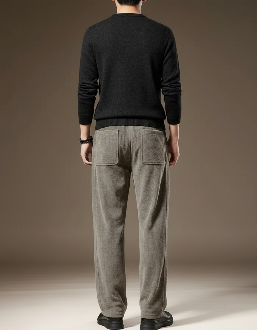 Pantalon Velours Homme Gris Décontracté Ample Chaud - Kaki - vue 2