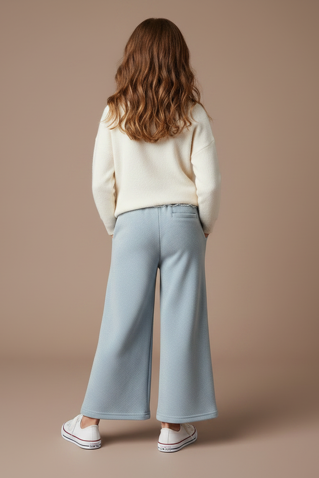Pantalon Velours Large Bleu Clair Enfant Doux - vue 2