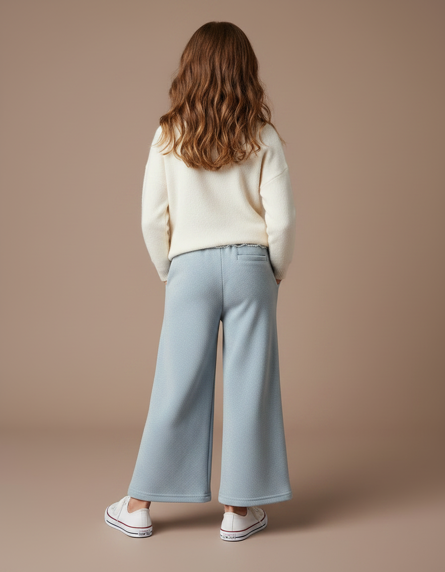 Pantalon Velours Large Bleu Clair Enfant Doux - vue 2