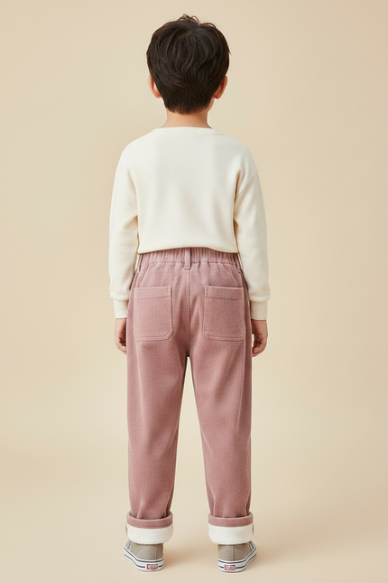 Pantalon Velours Rose Côtelé Doublé Chaud Ample Enfant - vue 2
