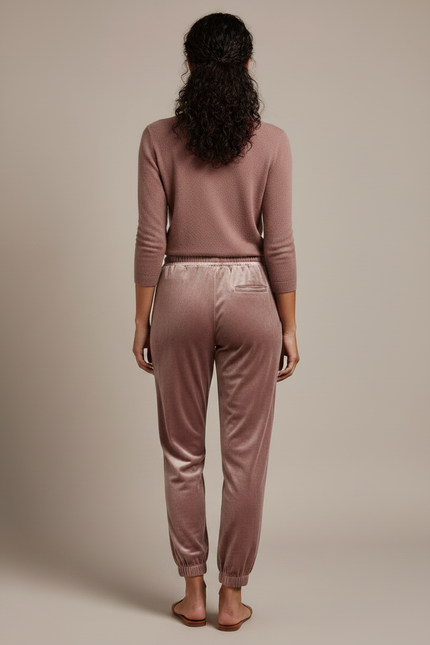 Pantalon Velours Rose Jogger Doux Confortable Femme - vue 2