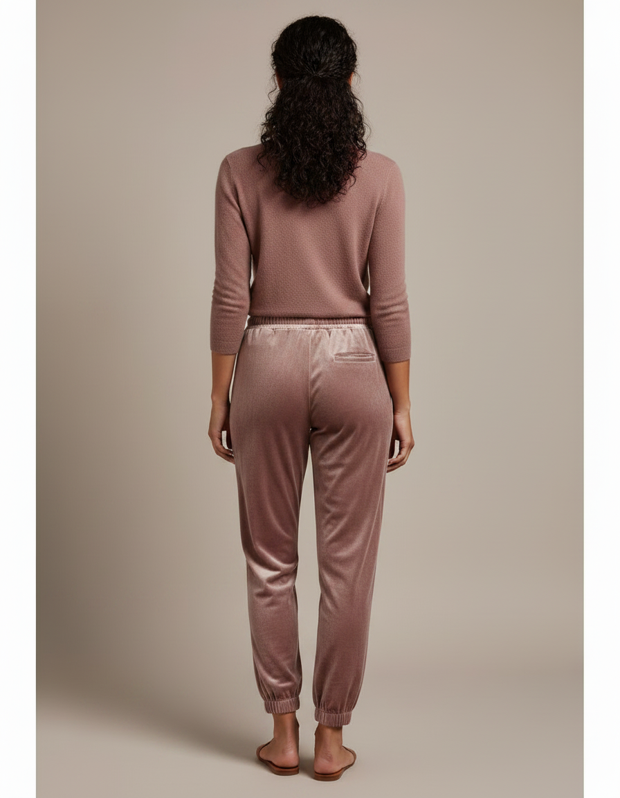 Pantalon Velours Rose Jogger Doux Confortable Femme - vue 2
