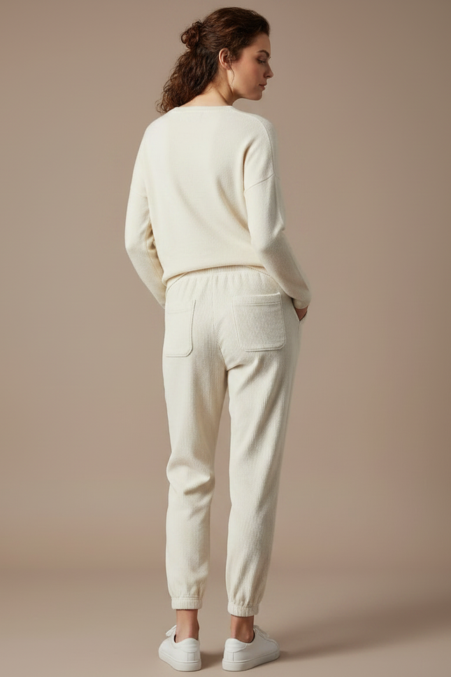 Ensemble Pantalon Velours Femme - Beige Cordé - vue 2