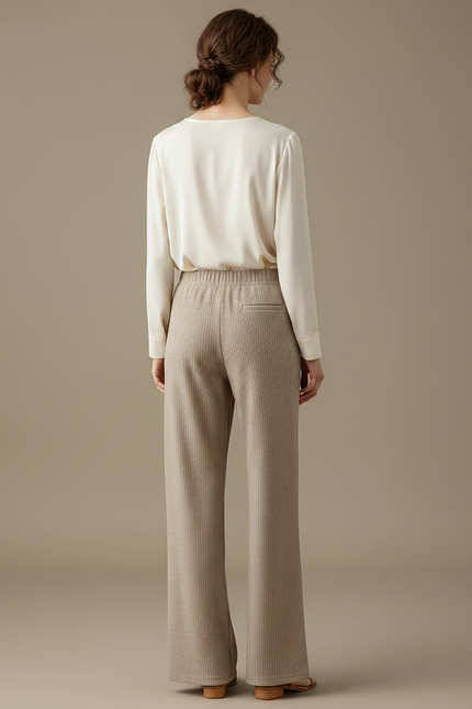 Pantalon Velours Côtelé Large Confortable Beige - Cordé - vue 2