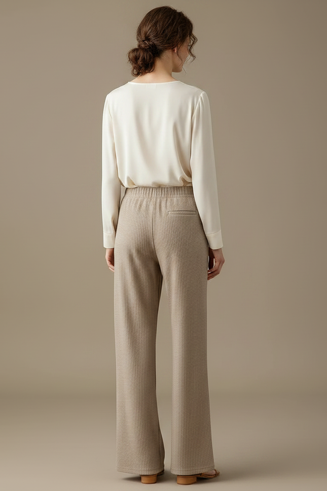 Pantalon Velours Côtelé Large Confortable Beige - Cordé - vue 2