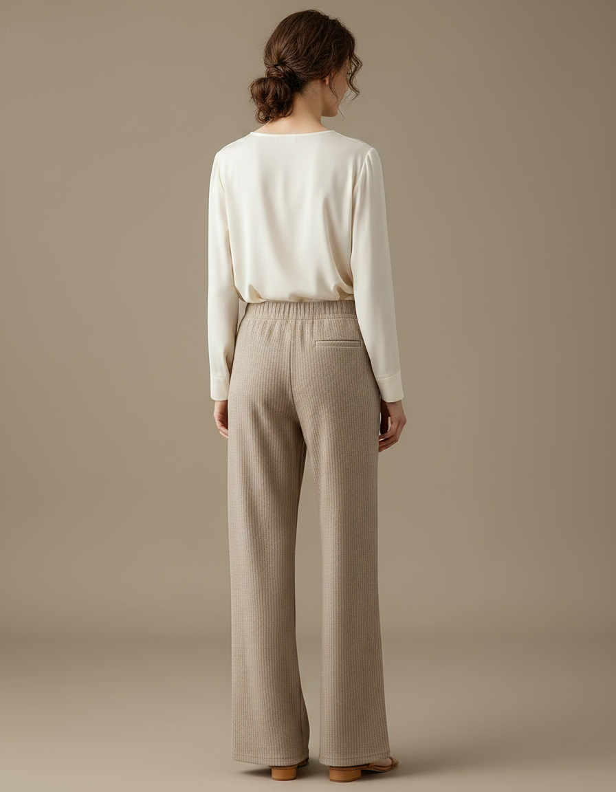 Pantalon Velours Côtelé Large Confortable Beige - Cordé - vue 2