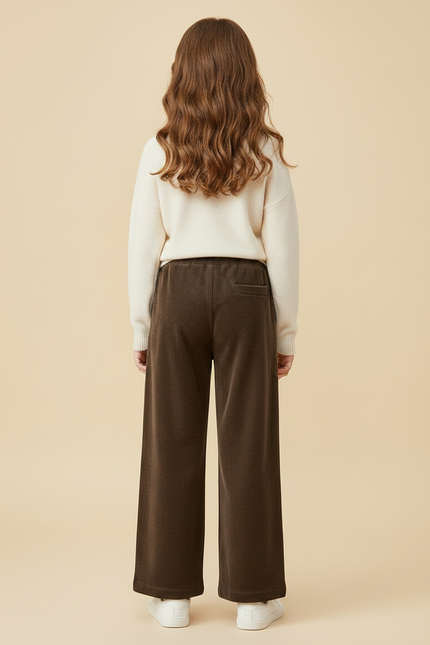 Pantalon Velours Marron Ample Côtelé Décontracté Fille - Cordé - vue 2
