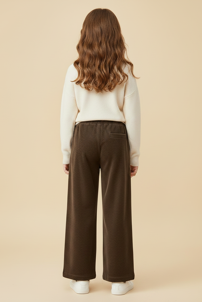 Pantalon Velours Marron Ample Côtelé Décontracté Fille - Cordé - vue 2