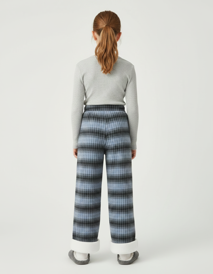 Pantalon Velours Rayé Bleu Gris Large Épais - Multicolore - vue 2