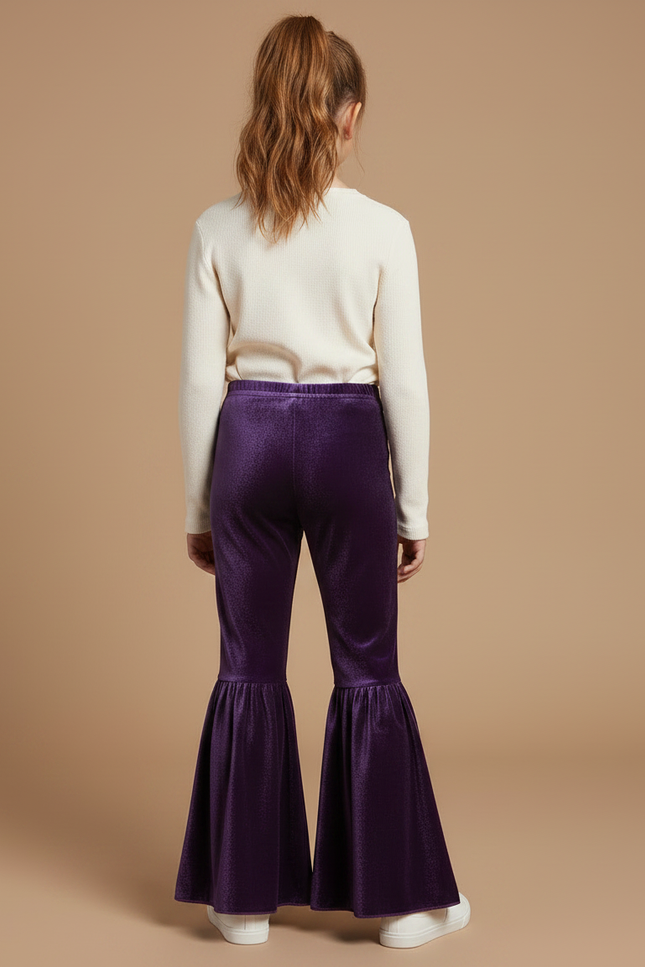 Pantalon Velour Fille - Violet Velours - vue 2