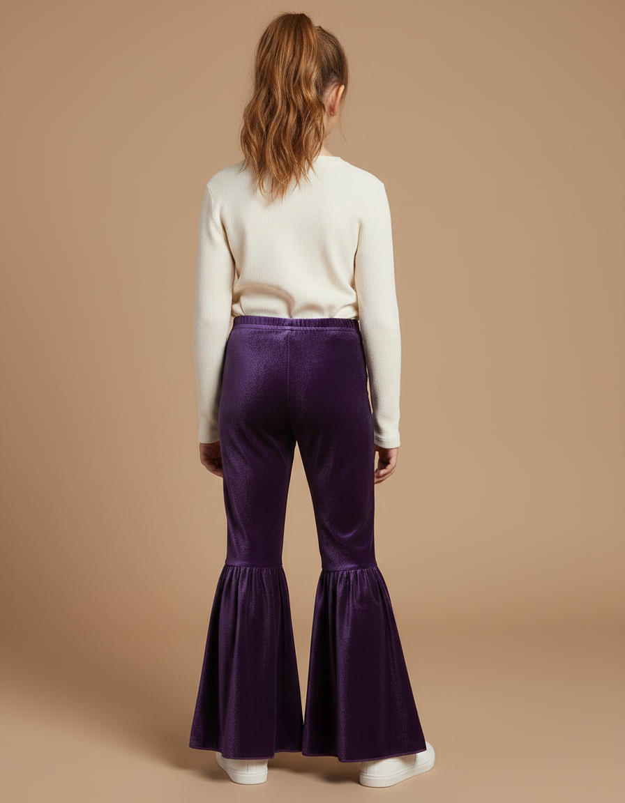 Pantalon Velour Fille - Violet Velours - vue 2