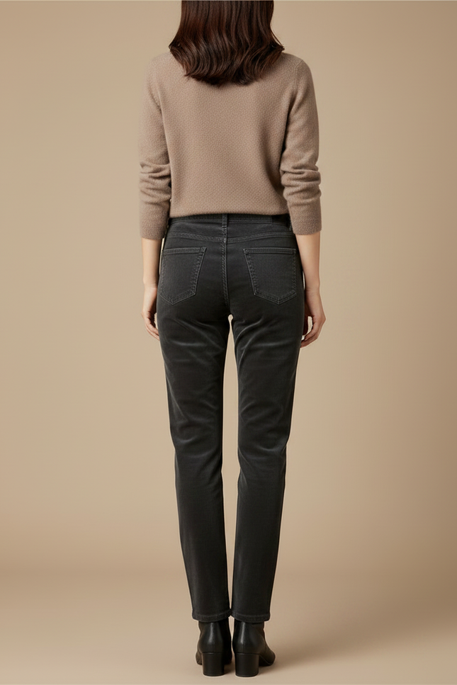 Pantalon Velours Noir Côtelé Droit Hiver Femme - Cordé - vue 2
