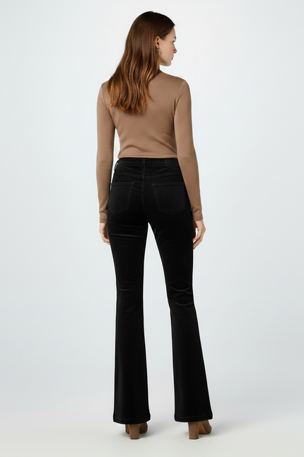 Pantalon Velour Flare - Noir Velours - vue 2