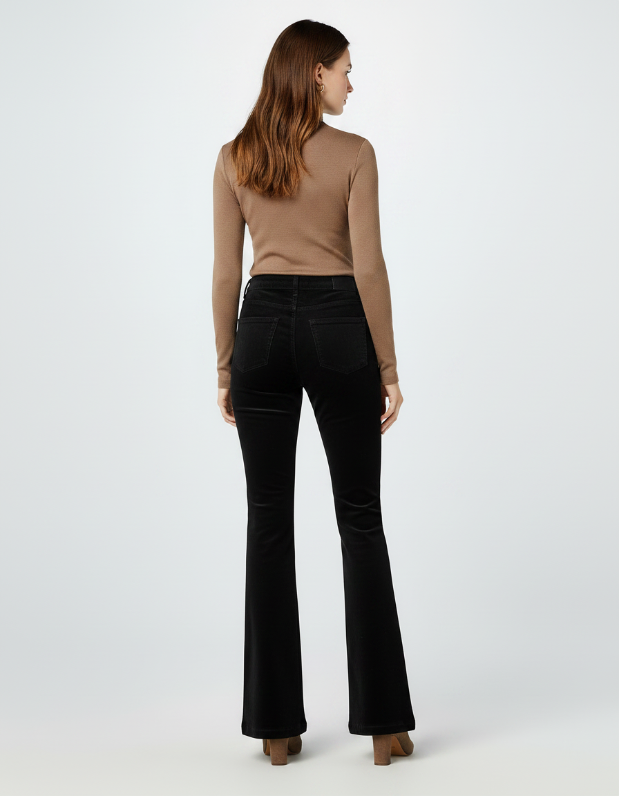 Pantalon Velour Flare - Noir Velours - vue 2