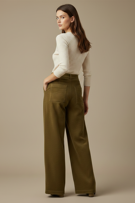 Pantalon Kaki Velours Femme - Cordé - vue 2