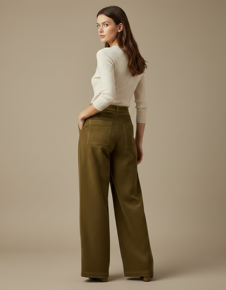 Pantalon Kaki Velours Femme - Cordé - vue 2