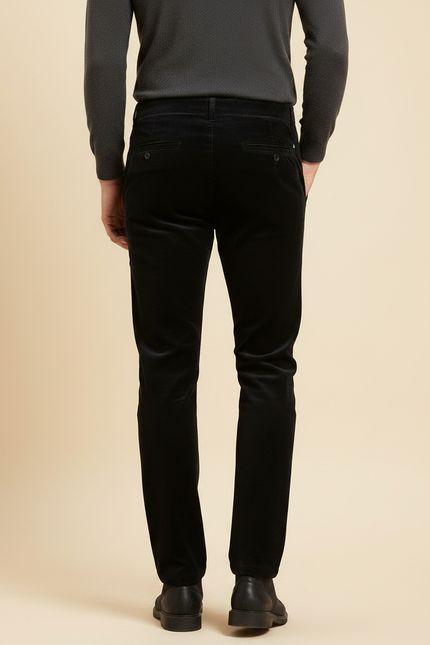 Pantalon Velours Homme Noir Droit Chaud Extensible Élégant - vue 2