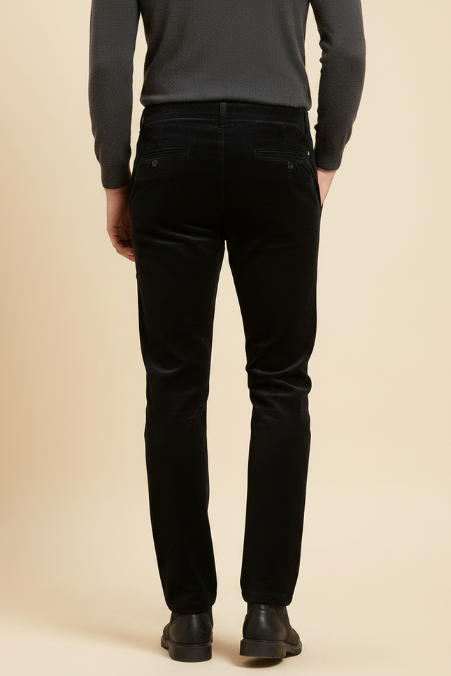 Pantalon Velours Homme Noir Droit Chaud Extensible Élégant - vue 2