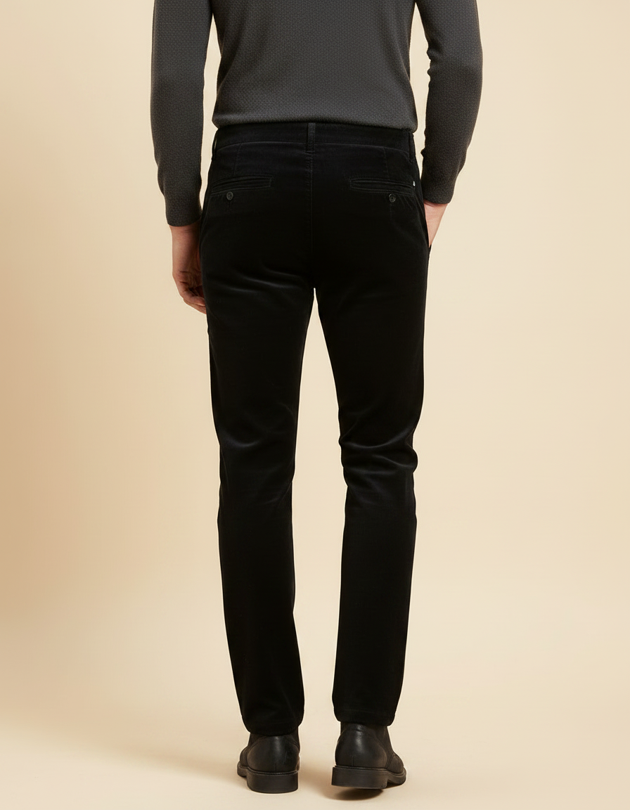 Pantalon Velours Homme Noir Droit Chaud Extensible Élégant - vue 2