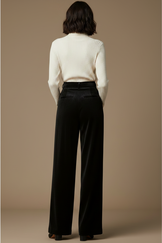 Pantalon Panne De Velours Femme - Noir - vue 2