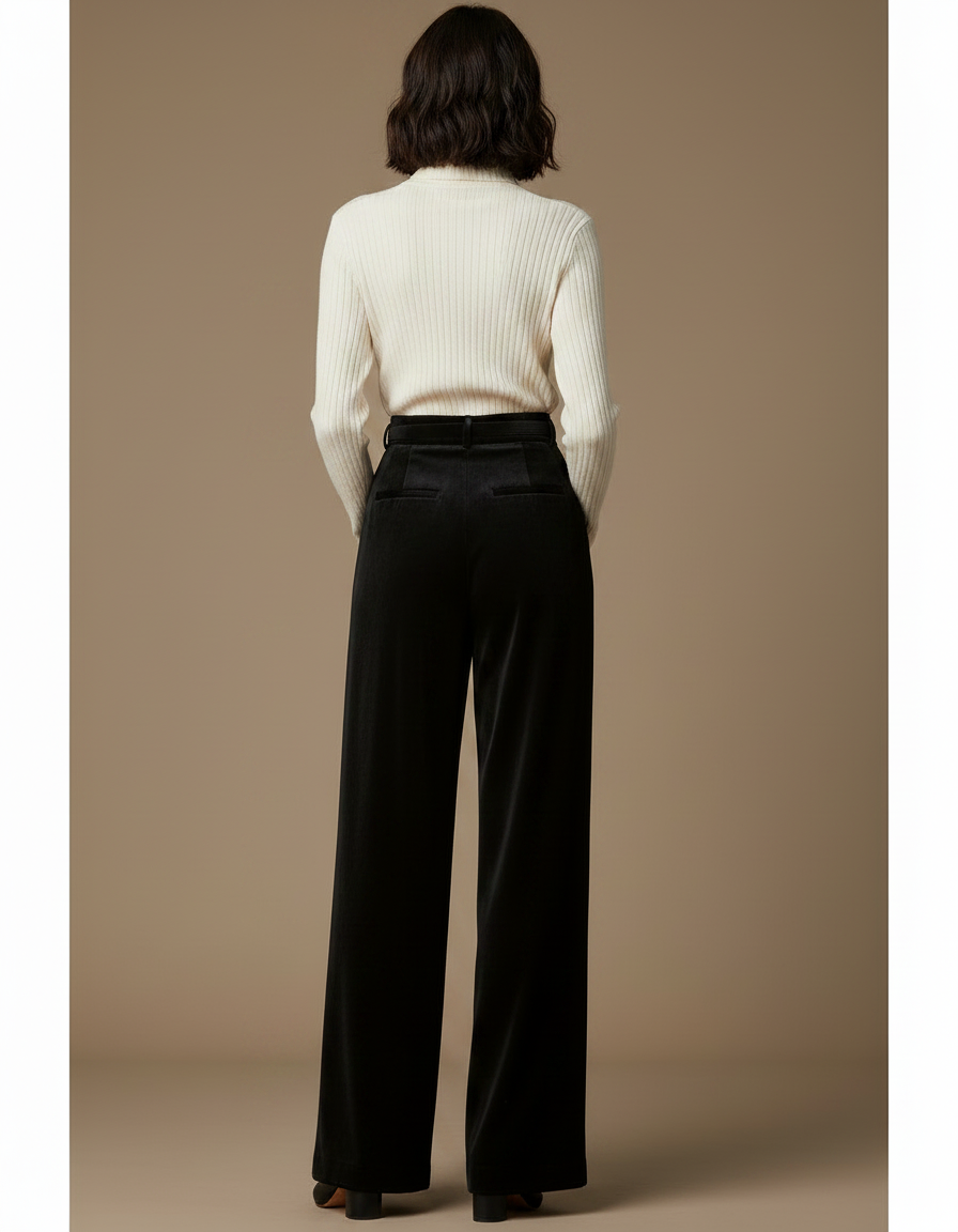 Pantalon Panne De Velours Femme - Noir - vue 2