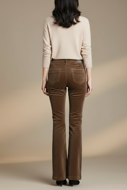 Pantalon Femme Velours Côtelé - Marron Cordé - vue 2