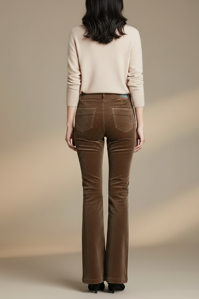Pantalon Femme Velours Côtelé - Marron Cordé - vue 2