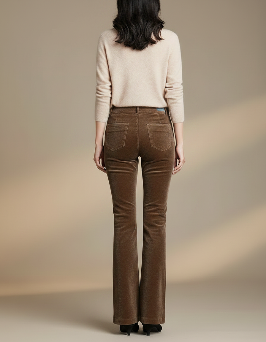 Pantalon Femme Velours Côtelé - Marron Cordé - vue 2