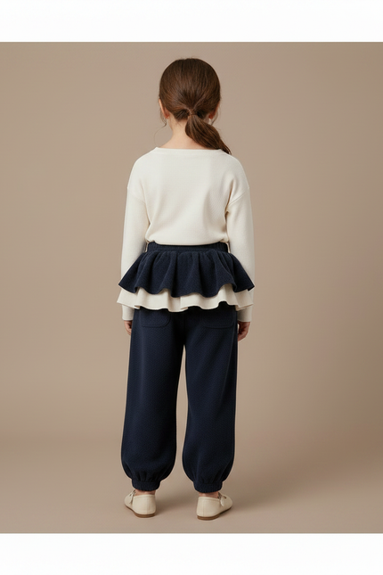 Pantalon Velours Marine Ample Bouffant Enfant Doux - Molleton - vue 2