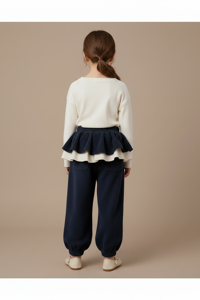 Pantalon Velours Marine Ample Bouffant Enfant Doux - Molleton - vue 2