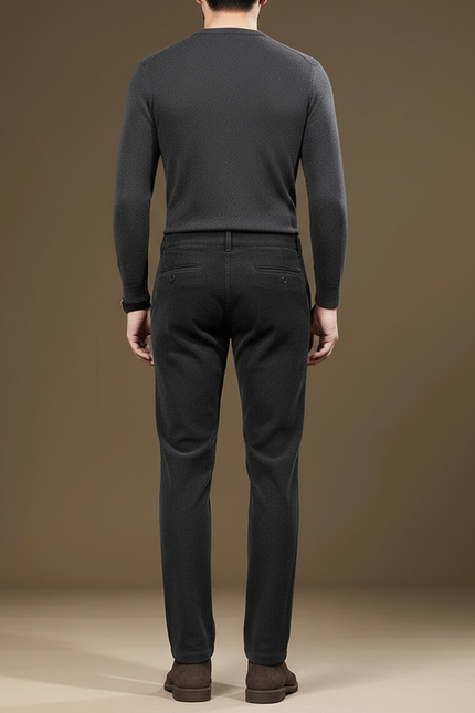 Pantalon Velours Côtelé Noir Droit Homme Élégant - Cordé - vue 2
